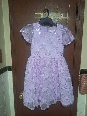 Kensie Girl Lavender Butterfly Appliqué Party Dress